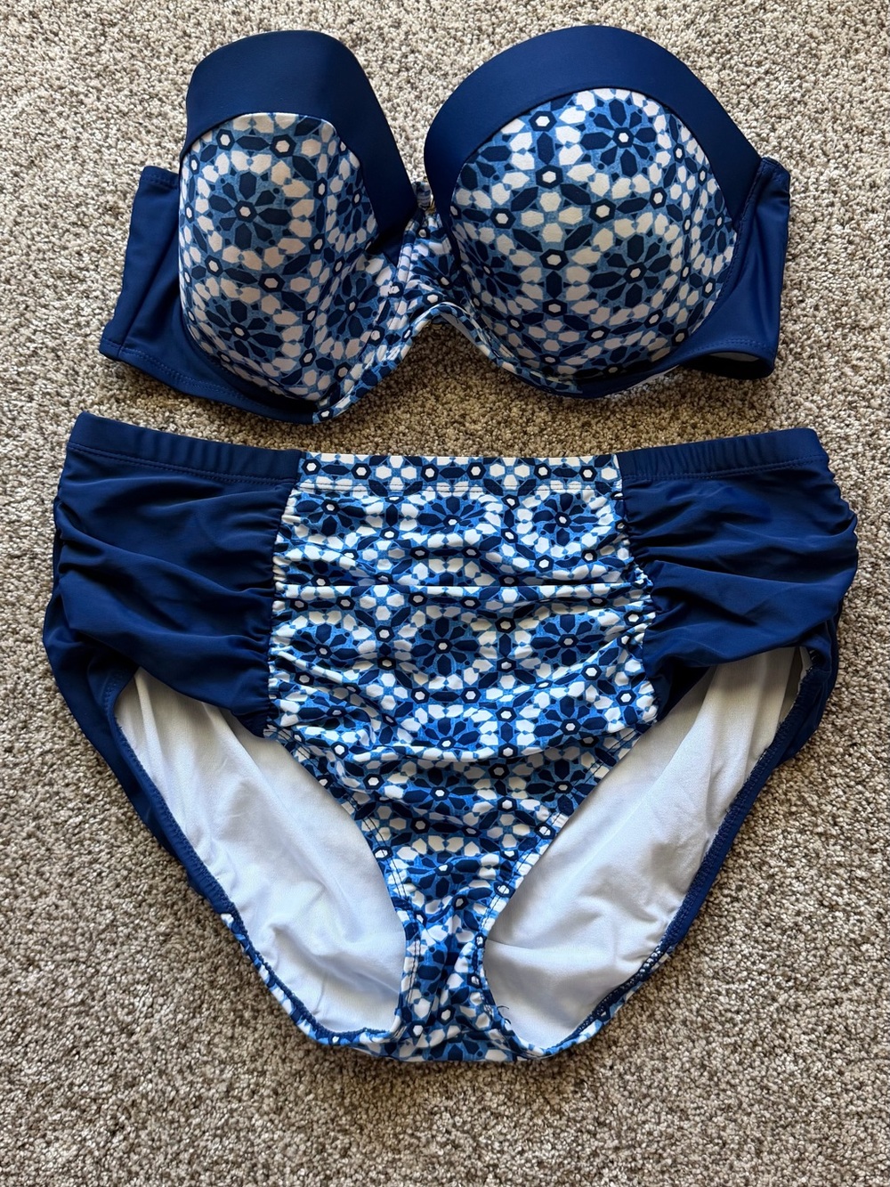 Adore Me Blue Mosaic Print Bikini Set 2X